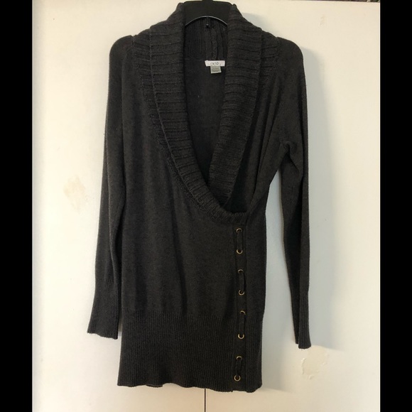 Cache sweater Tunic size L Wrap Lace Up Side Acrylic Nylon Wool - Picture 13 of 15